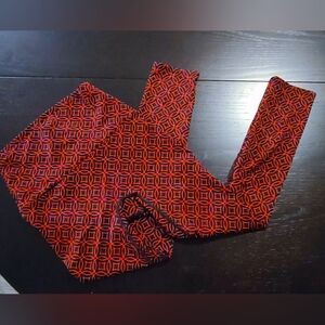 K-Deer Red Black Circle Graphic Cropped Leggings, XS